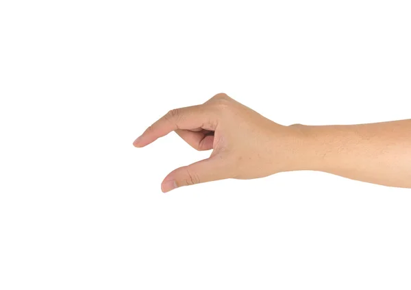 Image of male hand holding some like a blank object isolated on a white background — Stock Photo, Image