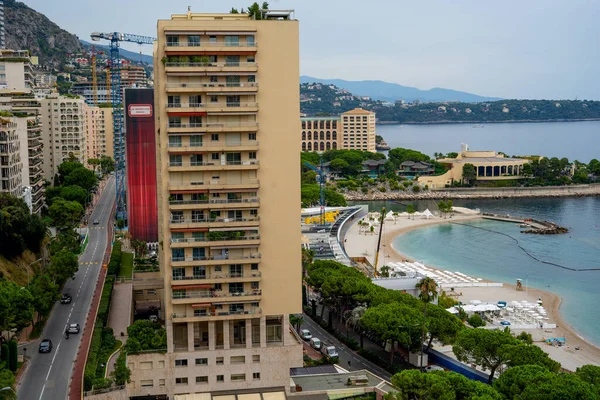 Монте Карло Монако 2020 Строительство Здания Побережье Монако Вид Сверху — стоковое фото