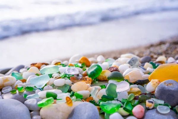 Coloridos Cristales Mar Que Encuentran Costa Foto Alta Calidad —  Fotos de Stock