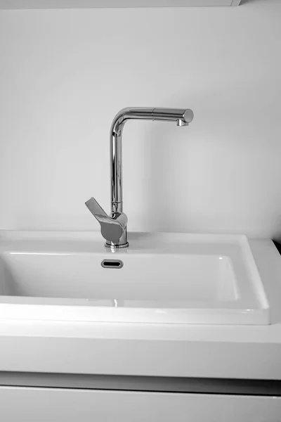 Modern bathroom interior with sink and chrome faucet. — Stock Photo, Image