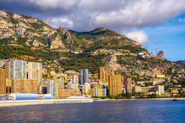 Monte Carlo, Monaco 14.12.2020 Monako proje inşaatının liman tarafından deniz kenarına uzantısı