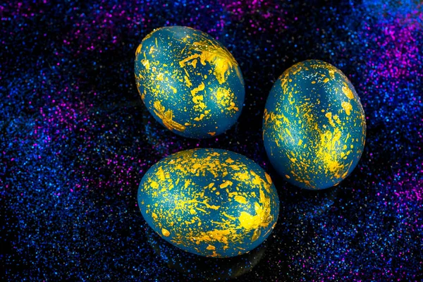 Fotografia Abstrata Ovos Sobre Fundo Escuro Brilho Galáxia Espaço Cósmico — Fotografia de Stock