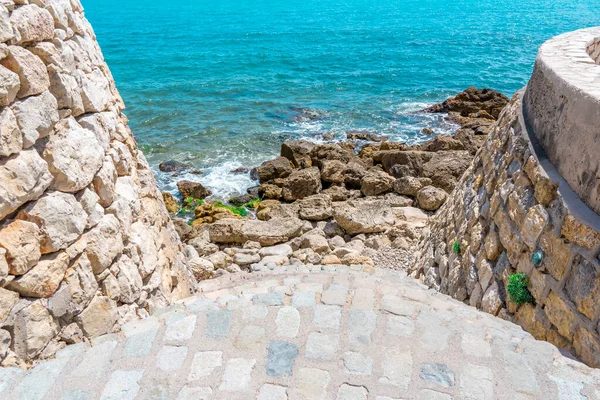 Fortress Staircase Made Stones Going Sea Many Big Small Rocks — Stock Photo, Image