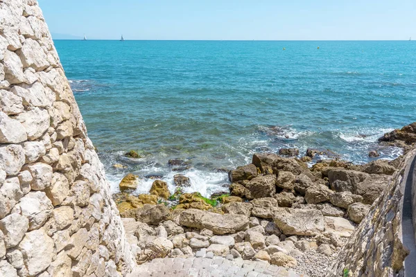 Fortress Staircase Made Stones Going Sea Many Big Small Rocks — Stock Photo, Image