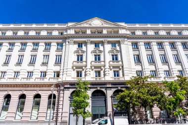 Traditional French old building with typical balconies and windows. Nice, France. High quality photo