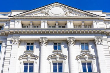 Traditional French old building with typical balconies and windows. Nice, France. High quality photo
