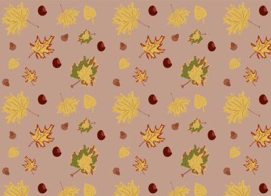 Sonbahar pürüzsüz bir desen bırakır. Vektör sararmış yapraklar pürüzsüz desen