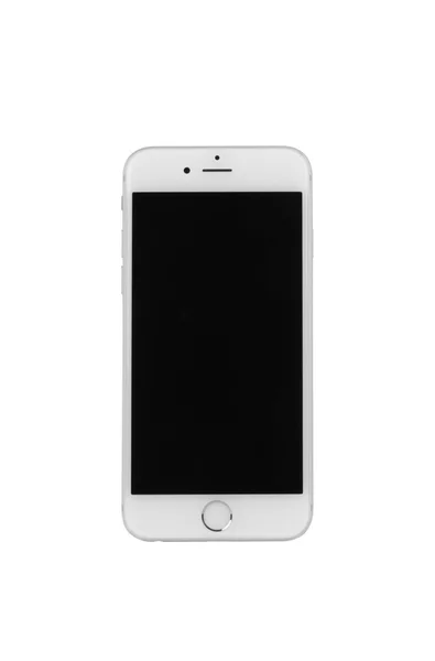 White iPhone 6 from front view on white background — Stok fotoğraf