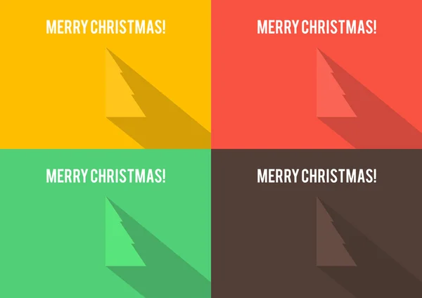 Merry Christmas platte vector wenskaart pack — Stockvector