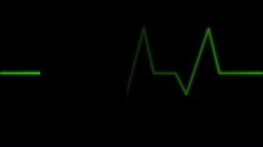 Karanlık monitördeki parlak yeşil titreşim dalgasının kavramsal grafiği, tıbbi hayati belirtileri, kritik sağlık verilerini ve hayatın sürekli ritmini gösteriyor.