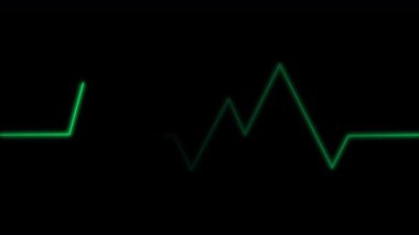Koyu bir arka planda hayatın ritmini, tıbbi verileri ve sağlık izleme sistemini gösteren sürekli bir nabız dalgasını gösteren yeşil parlayan çizgi.
