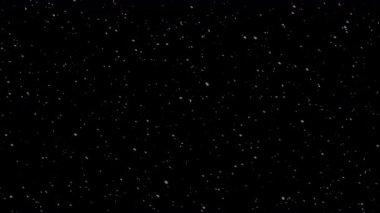 Büyüleyici bir soyut arkaplan, çok sayıda beyaz kar benzeri parçacığın yumuşak bir şekilde koyu siyah bir zemine düşmesini içeriyor..