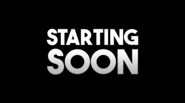 Katı siyah arkaplan, ön akım ekranları, bekleme odaları veya yayın tanıtımları için ideal, beyaz ve gri metinlerle 