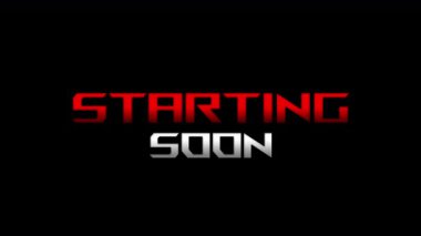 Dinamik bir 'Yakında Başlıyoruz' oyun akışı bir arıza etkisi ve parlak kırmızı neon ışık, karanlık, minimalist bir arka plan karşı ayarlanır.