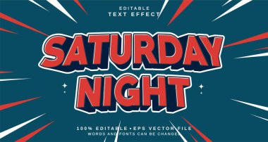 Düzenlenebilir metin tarzı efekti - Cumartesi Gecesi metin tarzı teması. projeniz için
