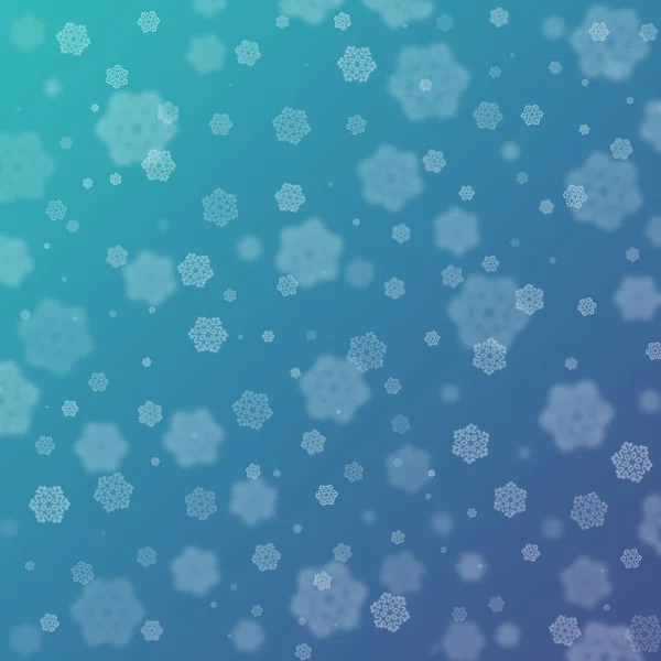 Mooie krullende bokeh van getrokken sneeuwvlokken op een gradiënt blauwe achtergrond. Concept Gelukkig Kerstfeest en Nieuwjaar — Stockfoto