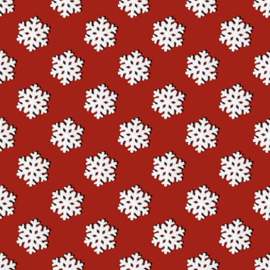 Mavi zemin üzerinde beyaz kar tanelerinin şenliksiz deseni, kare düzeni, üst görünüm