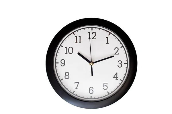 Classic Analog Clock White Dial Indicating Ten Minutes Eleven Isolated — Stock Photo, Image