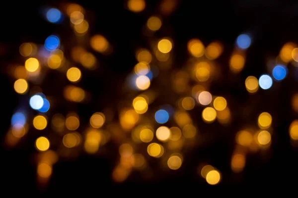 Перфект Боке Праздничного Новогоднего Рождественского Фона Ослабленные Абстрактные Жёлтые Синие — стоковое фото