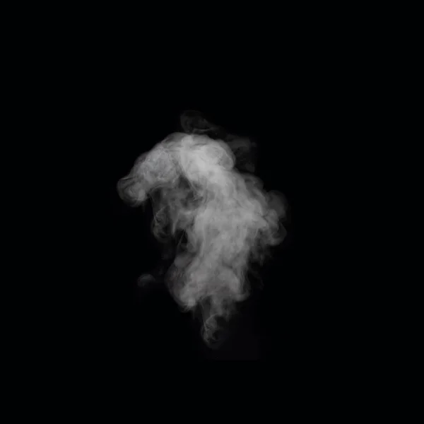 Lockiger Dampf, Rauch auf schwarzem Hintergrund. Rauch ähnlich dem Kopf eines Tieres, magischer Rauch — Stockfoto
