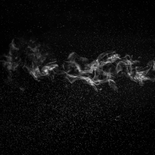 Curly White Steam Splashes Water Isolated Black Background Horizontal Arrangement — Stock Photo, Image