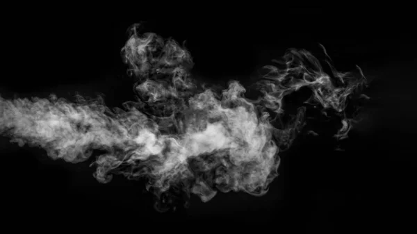 Banner horizontal con vapor o humo en forma de criatura mística en forma de fantasma sobre un negro —  Fotos de Stock