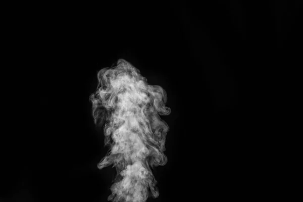 Curly White Steam Fog Smoke Isolated Transparent Special Effect Black — Stock Photo, Image