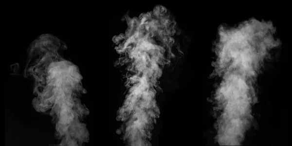 Bir dizi beyaz duman, resimlerine eklemek için siyah arka planda sigara içmek. Mükemmel duman, buhar, parfüm, fotoğrafların için tütsü. Gizemli Cadılar Bayramı fotoğrafları oluştur — Stok fotoğraf