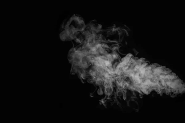 Curly white steam, Fog or smoke isolated transparent special effect on black background. Layout for collages. — Stock Photo, Image