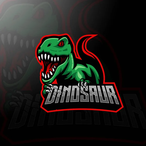Dinossauro Irritado Mascote Logotipo Design Vetor —  Vetores de Stock