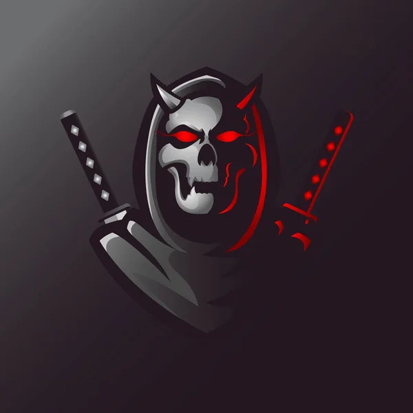 Grim Reaper Skull Head Mascot Gaming Logo Design Vector Modern — Stock Vector
