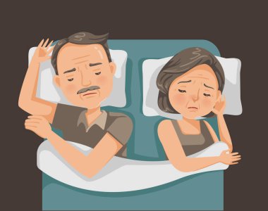 Sorunlu ifadelerle yatakta uyuyan çift