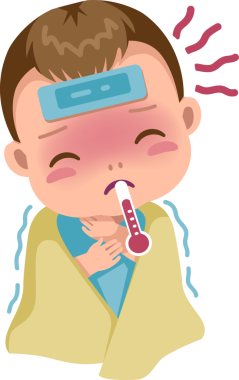 Hasta çocuk termometreyi battaniyenin altında tutuyor.