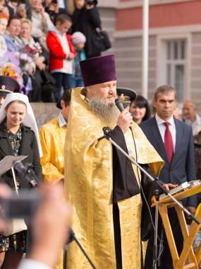 Moskova, Rusya - 1 Eylül 2015: Parade 1 Eylül ilk Moskova Cadet Kolordu