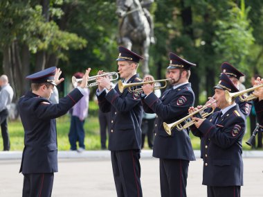 Moskova, Rusya - 1 Eylül 2015: Parade 1 Eylül ilk Moskova Cadet Kolordu