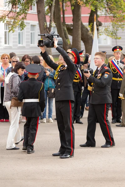 Moscow, Rusland - 1 September 2015: Parade op 1 September in het eerste Moskou Cadet Corps — Stockfoto