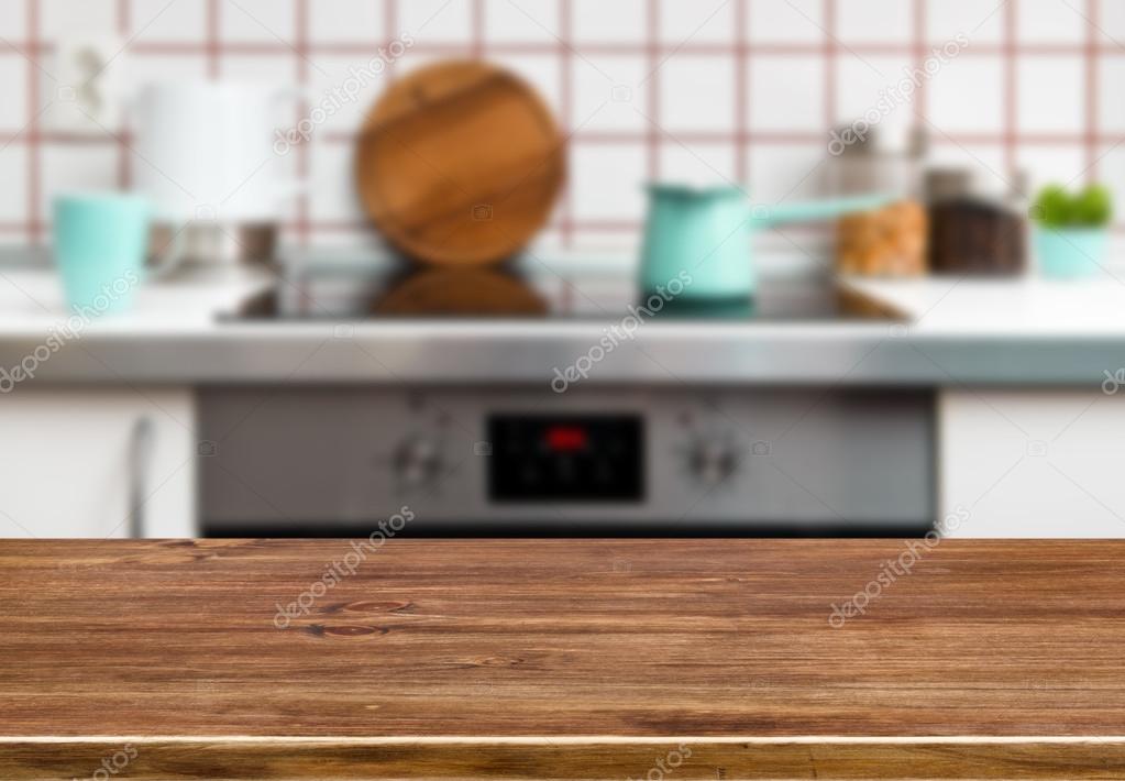 Holz textur tisch in der küche herd bank hintergrund — stockfoto ...