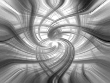 Siyah-beyaz fiber kıvrımlar, soyut, dairesel hareket, arkaplanı bulanıklaştırıyor, siyah-beyaz güzel soyut arkaplan, modern sanat grafikleri.
