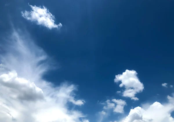 Blue sky with soft clouds for the background, view of a comfortable blue sky, relaxing and fresh, blue sky with dreamy soft clouds, the concept of creating a clear sky and clouds for Bright life.