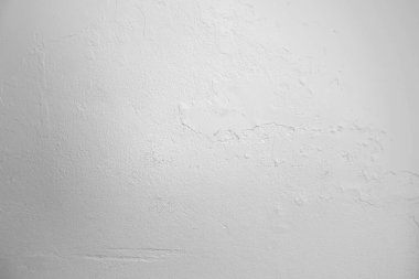 Sanat dokuları, beyaz arka plan, beton duvar dokusu için beyaz renk. Siyah-beyaz kavramı, arka plan için sıvanmış sade beyaz..
