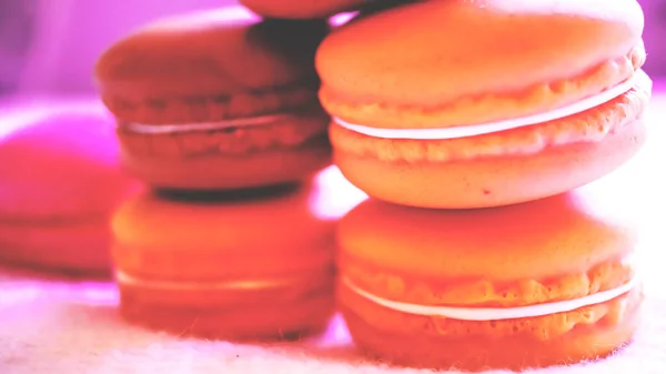 Lähikuva Värikäs Macaroon Väri Tausta Macaron Candy Evästeet Leipomo — kuvapankkivalokuva