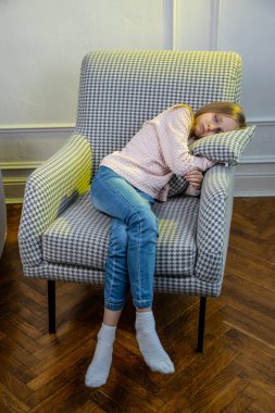  girl  sleep and take break with closed eyes  clipart