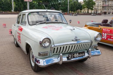 Minsk, Belarus, 09.06.2018. Sovyet otomobil volgası, GAZ21