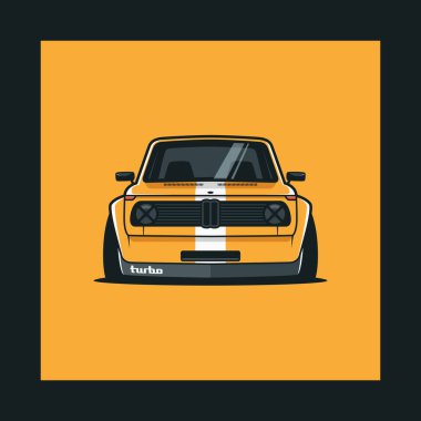 Çizgi film klasik yarış arabası. Vektör illüstrasyonu