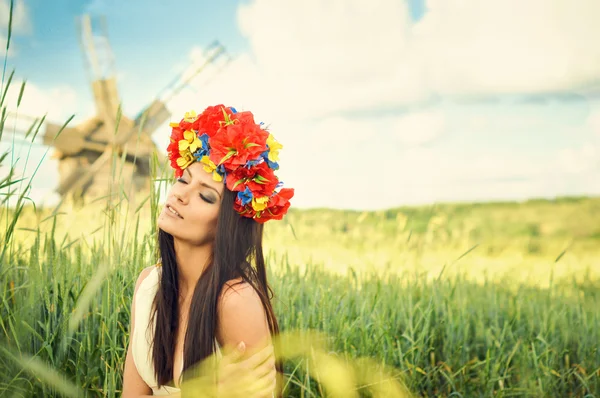 Ukrajinská dívka s příznakem — Stock fotografie