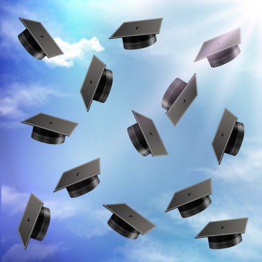 Student hat on a sky background clipart