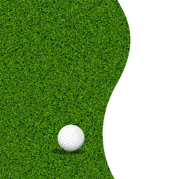 Pelota de golf en un césped verde — Vector de stock