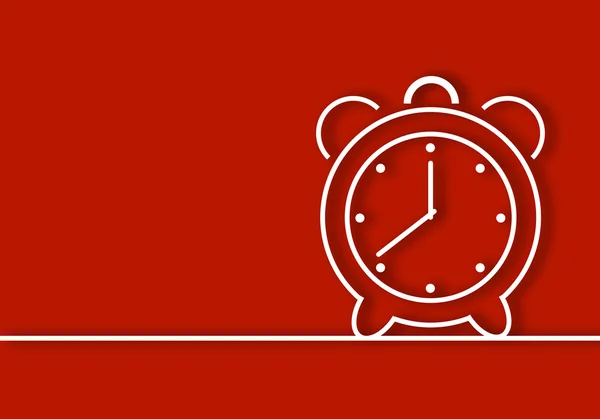 Red background with white alarm clock — Stock Vector