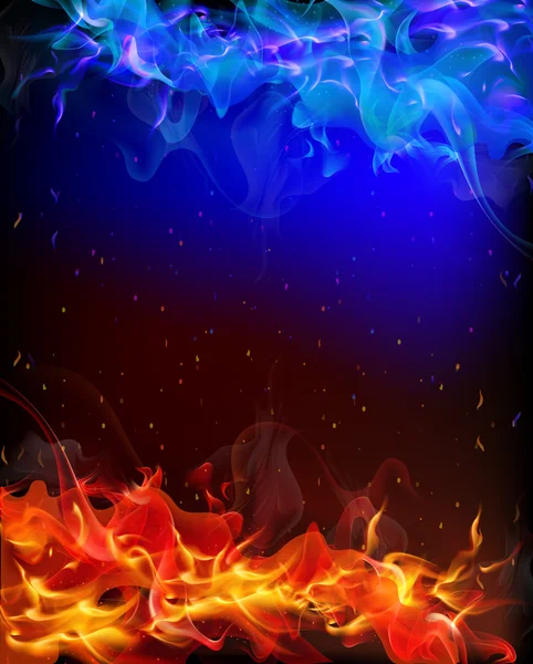 Fondo de fuego rojo y azul — Vector de stock