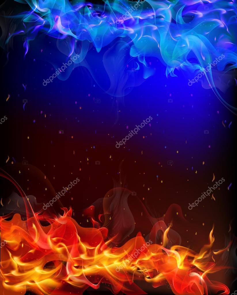 Red And Blue Fire Background